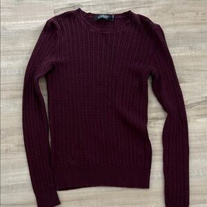 Ralph Lauren Burgundy Cable Knit Sweater